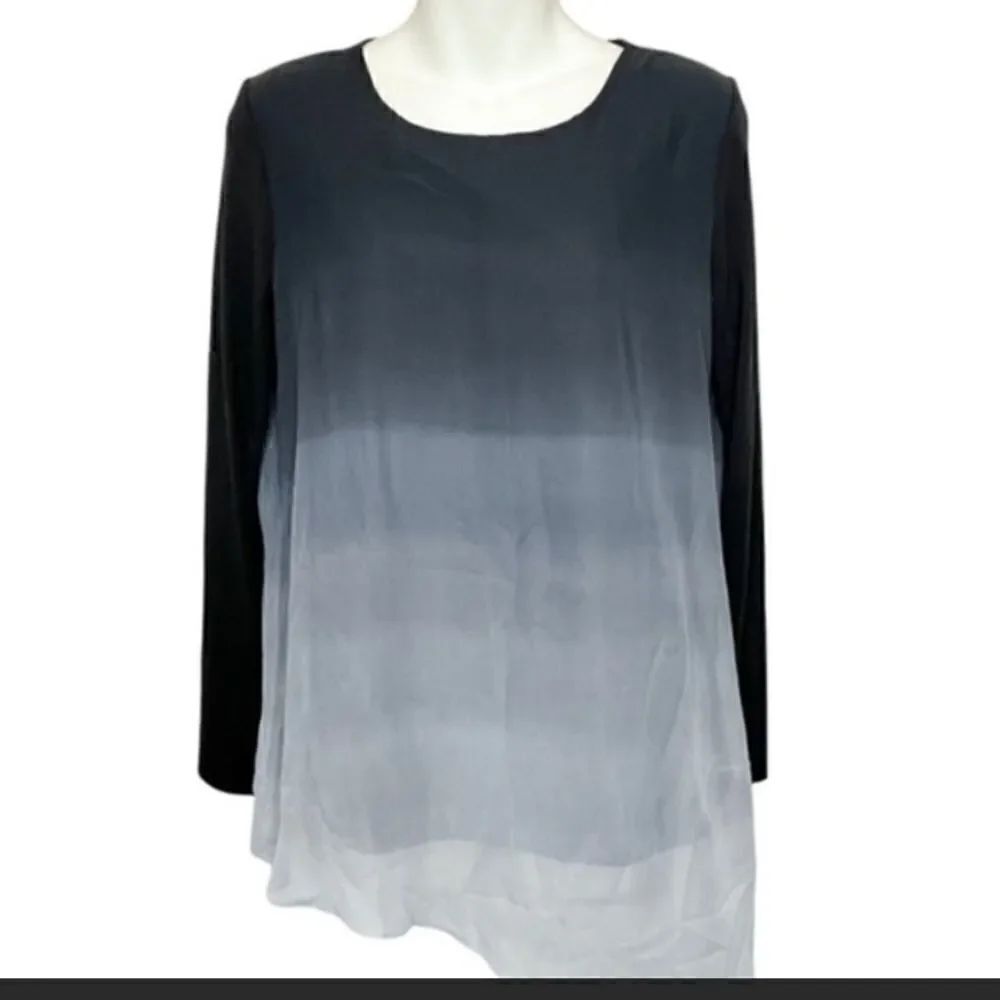 Zac & Rachel block ombre asymmetrical, long sleeve blouse- size S